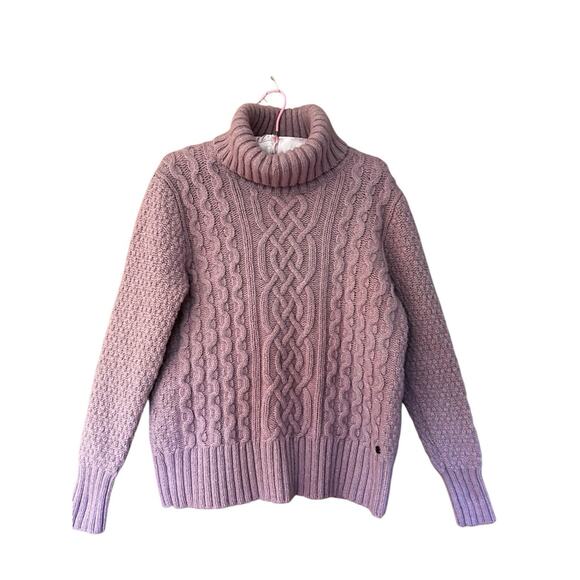 Eddie Bauer Women’s 100% Wool Lilac/Lavender Cable Knit Turtleneck Sweater Sz XL - Picture 1 of 10